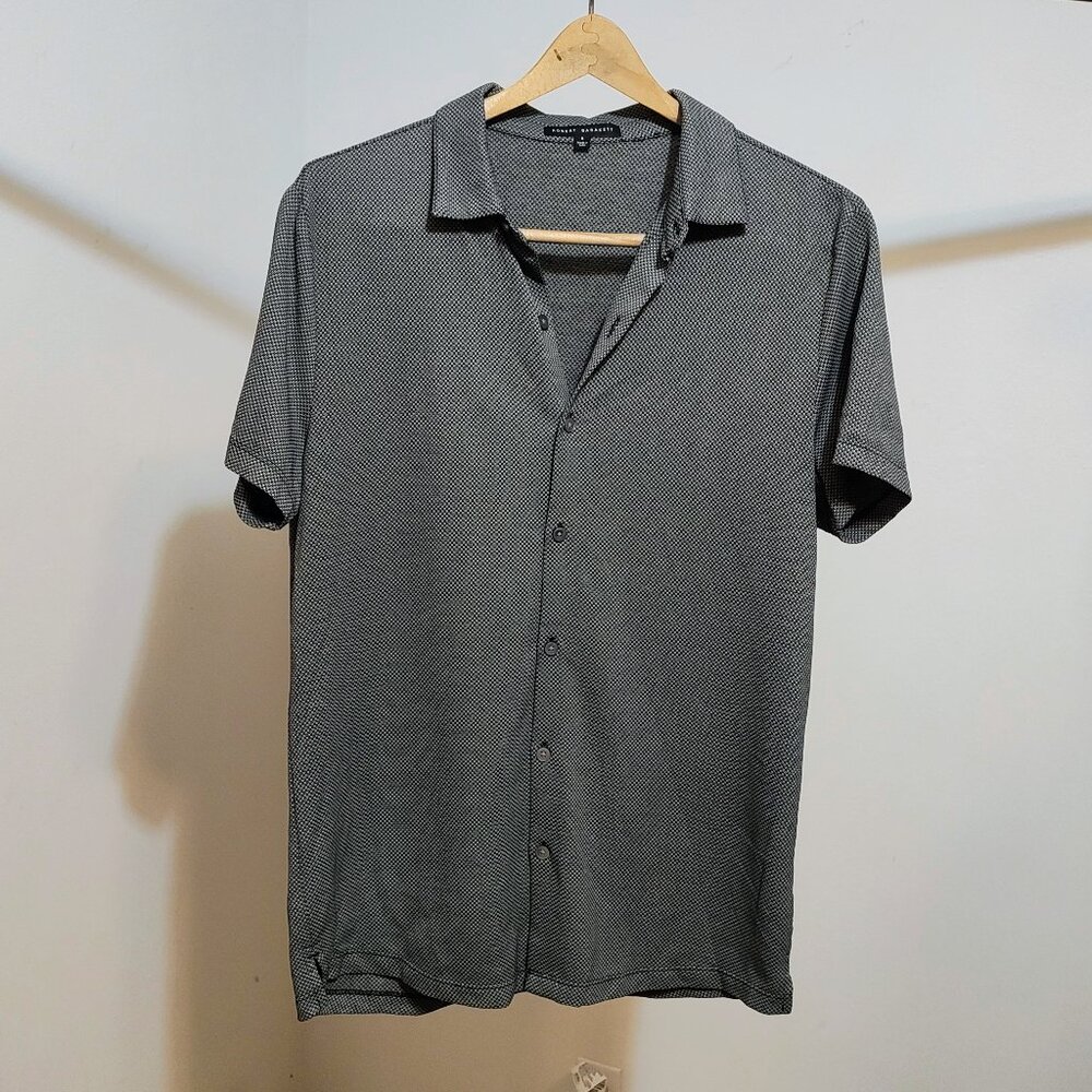 Men's Robert Barakett Gray Short Sleeve Button-Down Shirt S